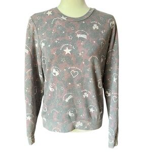Sol Angeles X Anthropologie Women’s Gray Print Crewneck Sweatshirt, size M.​​